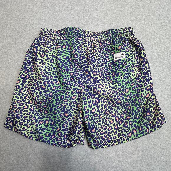 Boardies Apparel Swim Shorts S Green Blue Pink Leopard Print Mesh Lined Stretch - Picture 7 of 8